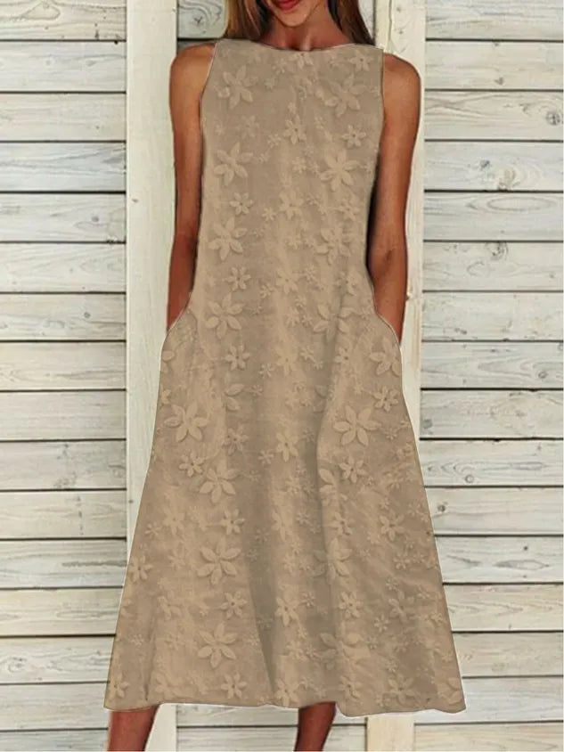 Linen Plain Cotton And Linen Dress